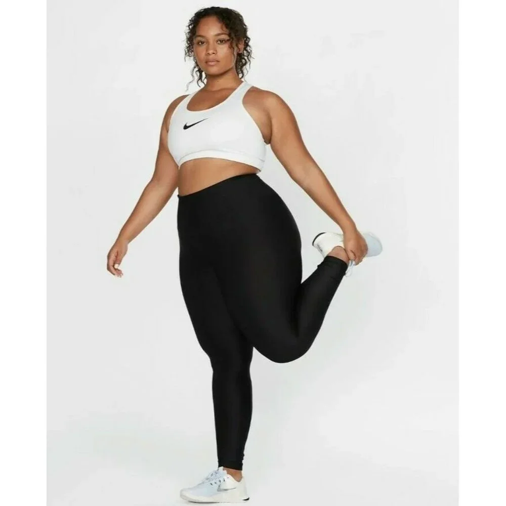 1X PLUS SIZE WOMEN'S Nike Sport Bra / TOP BQ0973-100 BLACK WHITE SPORTSWEAR